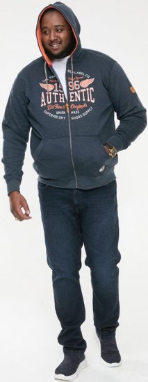 D555 HAMILTON Full Zip Hoody With Authentic 1996 Chest Print Denim - Džemperi un džemperi ar kapuci - Džemperi - 2XL-14XL