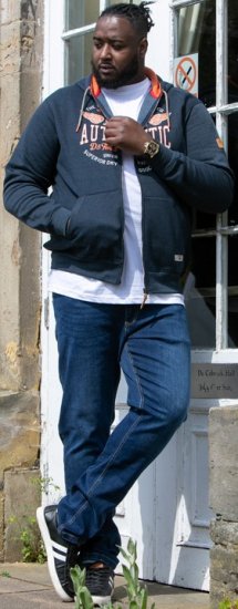 D555 HAMILTON Full Zip Hoody With Authentic 1996 Chest Print Denim - Džemperi un džemperi ar kapuci - Džemperi - 2XL-14XL