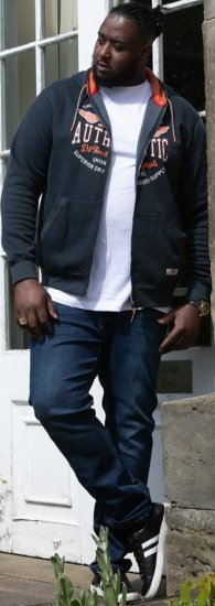 D555 HAMILTON Full Zip Hoody With Authentic 1996 Chest Print Denim - Džemperi un džemperi ar kapuci - Džemperi - 2XL-14XL