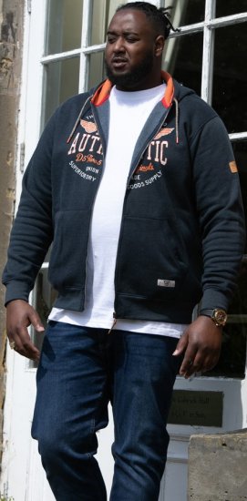 D555 HAMILTON Full Zip Hoody With Authentic 1996 Chest Print Denim - Džemperi un džemperi ar kapuci - Džemperi - 2XL-14XL
