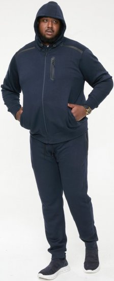 D555 GABRIEL Couture Zip Through Hoody With Reversible Zips Navy - Džemperi un džemperi ar kapuci - Džemperi - 2XL-14XL