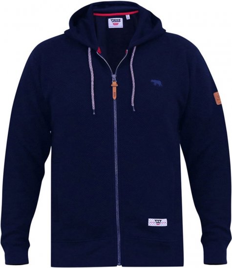 D555 IRVIN Full Zip Jacquard Hoody With Chest Embroidery Navy - Džemperi un džemperi ar kapuci - Džemperi - 2XL-14XL