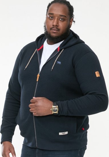 D555 IRVIN Full Zip Jacquard Hoody With Chest Embroidery Navy - Džemperi un džemperi ar kapuci - Džemperi - 2XL-14XL
