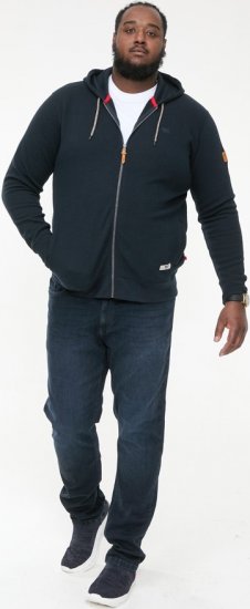 D555 IRVIN Full Zip Jacquard Hoody With Chest Embroidery Navy - Džemperi un džemperi ar kapuci - Džemperi - 2XL-14XL
