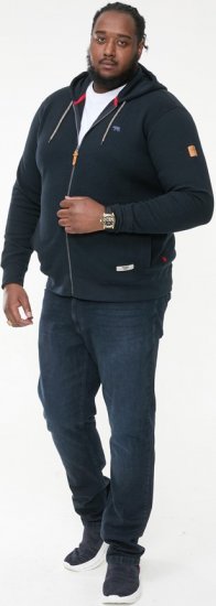 D555 IRVIN Full Zip Jacquard Hoody With Chest Embroidery Navy - Džemperi un džemperi ar kapuci - Džemperi - 2XL-14XL