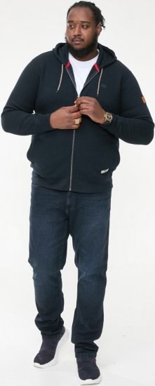 D555 IRVIN Full Zip Jacquard Hoody With Chest Embroidery Navy - Džemperi un džemperi ar kapuci - Džemperi - 2XL-14XL