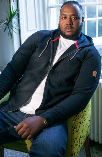 D555 IRVIN Full Zip Jacquard Hoody With Chest Embroidery Navy - Džemperi un džemperi ar kapuci - Džemperi - 2XL-14XL