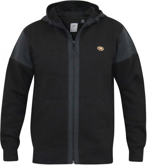 D555 DEAN Couture Zip Through Hoody With Woven Contrast Fabric Trim Black - Džemperi un džemperi ar kapuci - Džemperi - 2XL-14XL