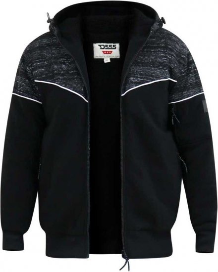 D555 HENNESSEY Zip Through Hoody With Sherpa Lining Black - Džemperi un džemperi ar kapuci - Džemperi - 2XL-14XL