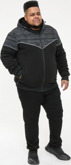 D555 HENNESSEY Zip Through Hoody With Sherpa Lining Black - Džemperi un džemperi ar kapuci - Džemperi - 2XL-14XL