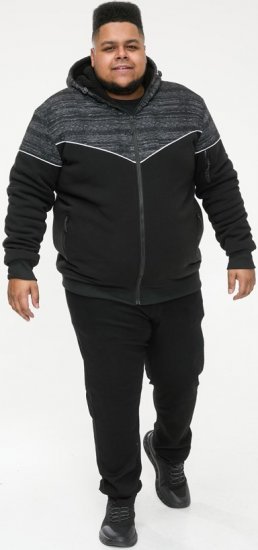 D555 HENNESSEY Zip Through Hoody With Sherpa Lining Black - Džemperi un džemperi ar kapuci - Džemperi - 2XL-14XL