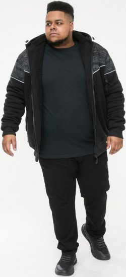 D555 HENNESSEY Zip Through Hoody With Sherpa Lining Black - Džemperi un džemperi ar kapuci - Džemperi - 2XL-14XL