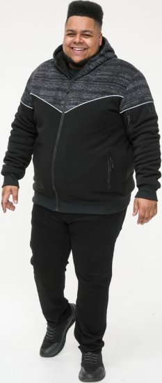 D555 HENNESSEY Zip Through Hoody With Sherpa Lining Black - Džemperi un džemperi ar kapuci - Džemperi - 2XL-14XL