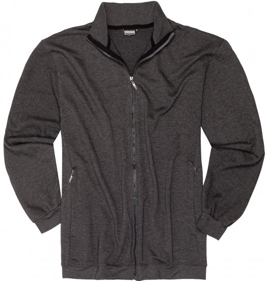 Adamo Athen Sweat Jacket with Full Zipper Charcoal - Džemperi un džemperi ar kapuci - Džemperi - 2XL-14XL