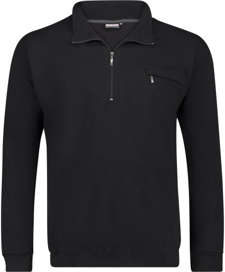Adamo Athen Sweatshirt Half Zipper Black - Džemperi un džemperi ar kapuci - Džemperi - 2XL-14XL