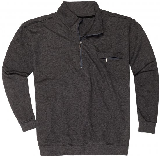 Adamo Athen Sweatshirt Half Zipper Charocal - Džemperi un džemperi ar kapuci - Džemperi - 2XL-14XL