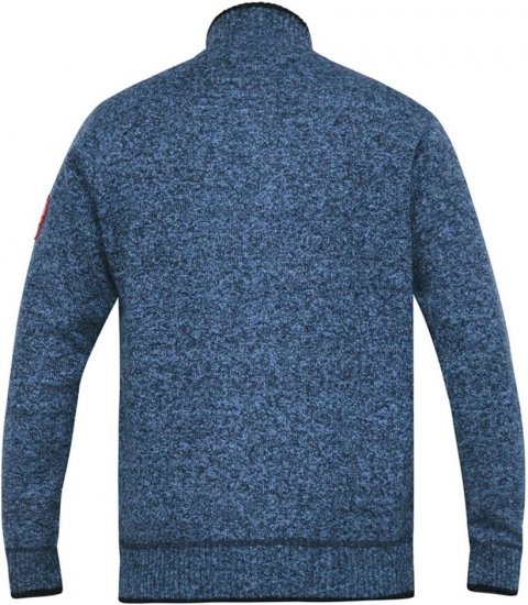 D555 ECCLES Cable Knitted Zip Through Sweater With Bonded Check Lining Denim Marl - Džemperi un džemperi ar kapuci - Džemperi - 2XL-14XL