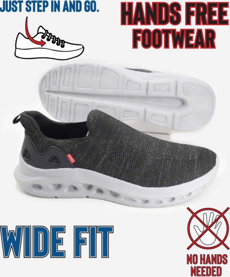 D555 Blyth 1 Kingsize Hands Free Shoes With Knitted Top Black - Vīriešu apavi 40-52 - 