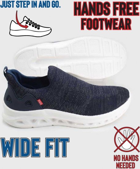 D555 Blyth 2 Kingsize Hands Free Shoes With Knitted Top Navy - Vīriešu apavi 40-52 - 