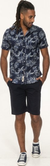 D555 Truro Hawaiian AOP Short Sleeve Button Down Collar Shirt Navy - Krekli - Krekli - 2XL-8XL