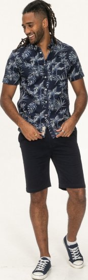 D555 Truro Hawaiian AOP Short Sleeve Button Down Collar Shirt Navy - Krekli - Krekli - 2XL-8XL