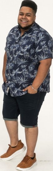 D555 Truro Hawaiian AOP Short Sleeve Button Down Collar Shirt Navy - Krekli - Krekli - 2XL-8XL