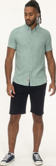 D555 Falmouth 2 Linen Mix Short Sleeve Shirt With Button Down Mint - Krekli - Krekli - 2XL-8XL