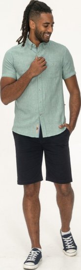 D555 Falmouth 2 Linen Mix Short Sleeve Shirt With Button Down Mint - Krekli - Krekli - 2XL-8XL
