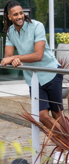 D555 Falmouth 2 Linen Mix Short Sleeve Shirt With Button Down Mint - Krekli - Krekli - 2XL-8XL