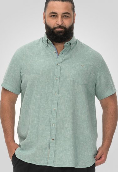 D555 Falmouth 2 Linen Mix Short Sleeve Shirt With Button Down Mint - Krekli - Krekli - 2XL-8XL