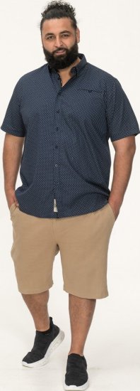 D555 Norwich Short Sleeve Micro AOP Shirt With Hidden Button Down Navy - Krekli - Krekli - 2XL-8XL