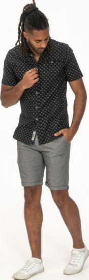 D555 Matlock Short Sleeve AOP Shirt With Hidden Button Down Black - Krekli - Krekli - 2XL-8XL