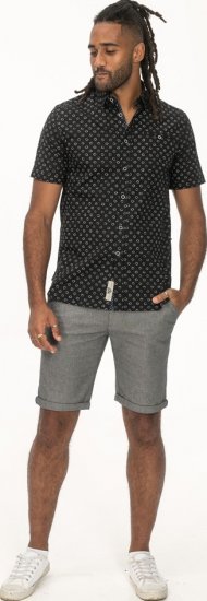 D555 Matlock Short Sleeve AOP Shirt With Hidden Button Down Black - Krekli - Krekli - 2XL-8XL