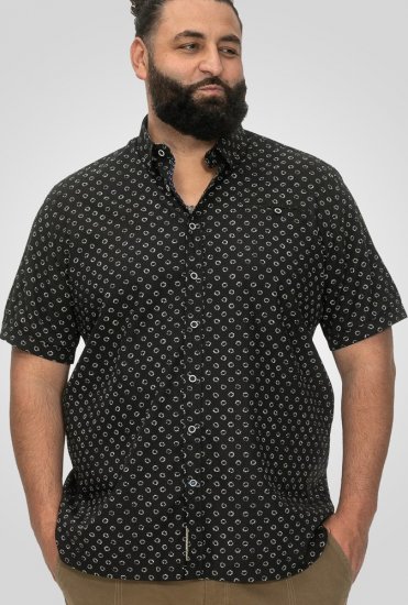 D555 Matlock Short Sleeve AOP Shirt With Hidden Button Down Black - Krekli - Krekli - 2XL-8XL