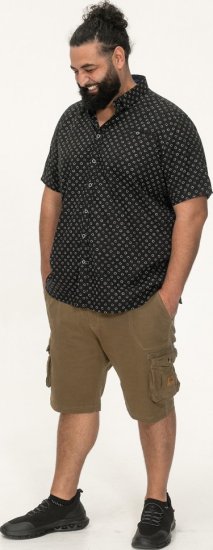 D555 Matlock Short Sleeve AOP Shirt With Hidden Button Down Black - Krekli - Krekli - 2XL-8XL