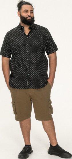 D555 Matlock Short Sleeve AOP Shirt With Hidden Button Down Black - Krekli - Krekli - 2XL-8XL