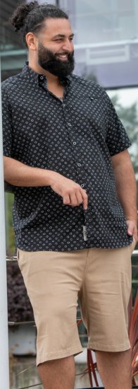 D555 Matlock Short Sleeve AOP Shirt With Hidden Button Down Black - Krekli - Krekli - 2XL-8XL