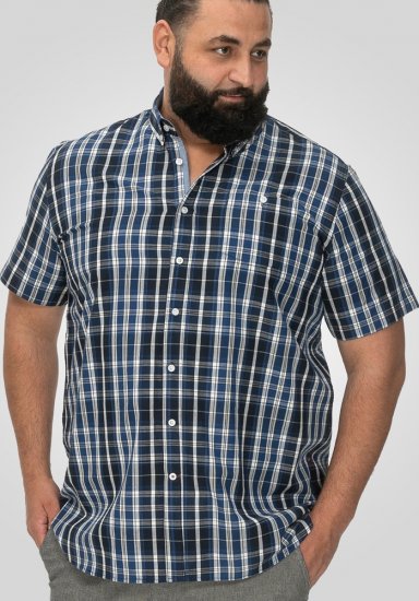 D555 Walsall Button Down Collar Short Sleeve Shirt Navy Shirt - Krekli - Krekli - 2XL-8XL