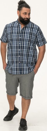 D555 Walsall Button Down Collar Short Sleeve Shirt Navy Shirt - Krekli - Krekli - 2XL-8XL