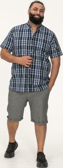 D555 Walsall Button Down Collar Short Sleeve Shirt Navy Shirt - Krekli - Krekli - 2XL-8XL