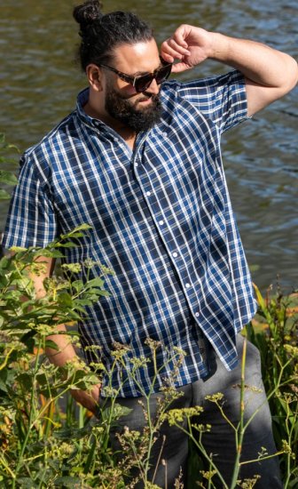 D555 Walsall Button Down Collar Short Sleeve Shirt Navy Shirt - Krekli - Krekli - 2XL-8XL