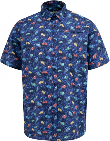 D555 Hartlepool Short Sleeve Vintage Car AOP Stretch Shirt Blue - Krekli - Krekli - 2XL-8XL