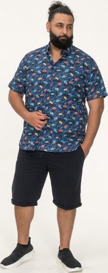 D555 Hartlepool Short Sleeve Vintage Car AOP Stretch Shirt Blue - Krekli - Krekli - 2XL-8XL