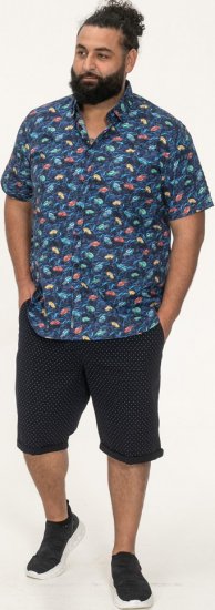D555 Hartlepool Short Sleeve Vintage Car AOP Stretch Shirt Blue - Krekli - Krekli - 2XL-8XL