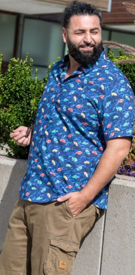 D555 Hartlepool Short Sleeve Vintage Car AOP Stretch Shirt Blue - Krekli - Krekli - 2XL-8XL