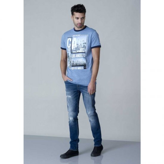 D555 Howie Fine Stripe T-shirt Blue - T-krekli - T-krekli - 2XL-14XL