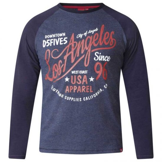 D555 Neill Long Sleeve T-shirt Navy - T-krekli - T-krekli - 2XL-14XL