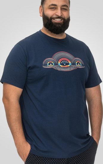 D555 Cheltenham Record With Reflection Printed T-shirt French Navy - T-krekli - T-krekli - 2XL-14XL