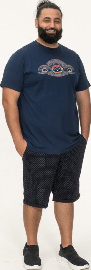 D555 Cheltenham Record With Reflection Printed T-shirt French Navy - T-krekli - T-krekli - 2XL-14XL