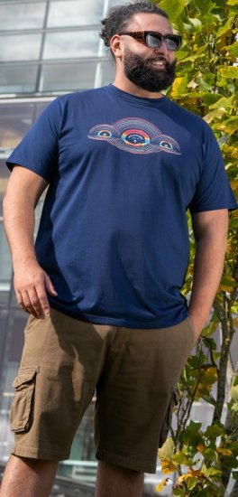 D555 Cheltenham Record With Reflection Printed T-shirt French Navy - T-krekli - T-krekli - 2XL-14XL